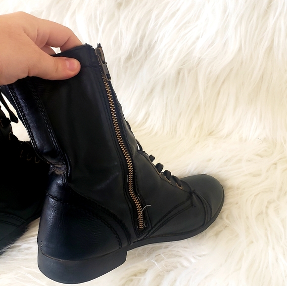 Black jepson rampage faux leather combat boots - Picture 6 of 7